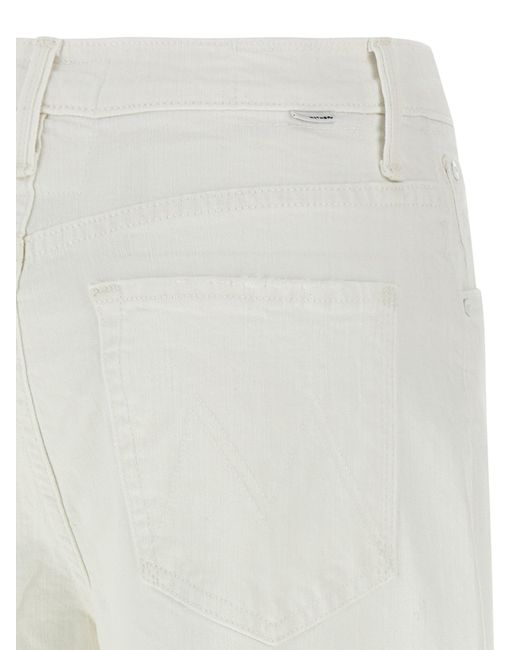 Mother White Mutter 'The Dodger Sneak' Jeans