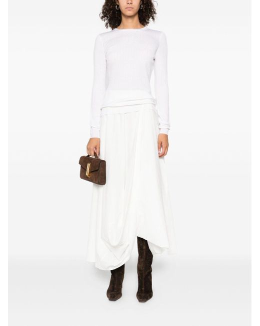 Elisabetta Franchi Geribbelde Trui Met Lange Mouwen in het White