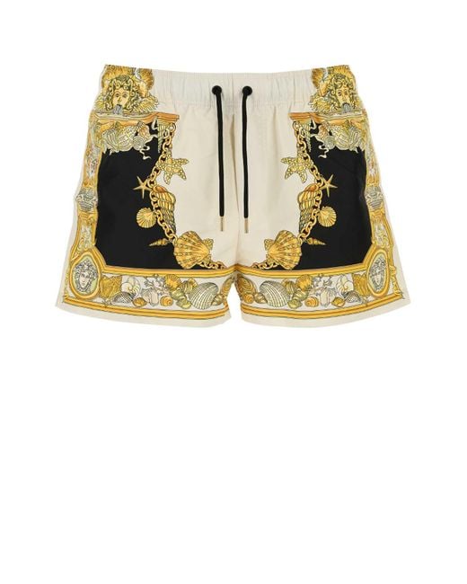 Versace Black Printed Swimming Shorts for men