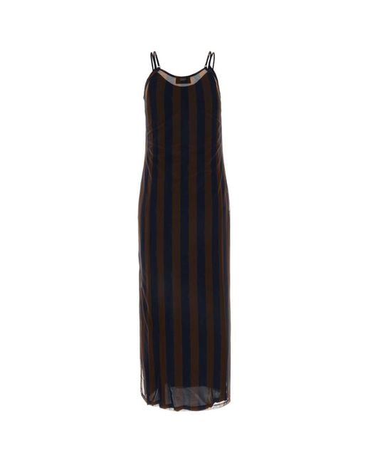 Fendi Black Printed Stretch Tulle Dress