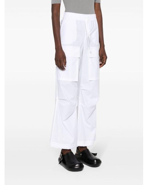 P.A.R.O.S.H. White Straight-Leg Cotton Cargo Trouser