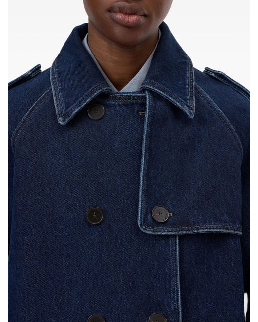 Closed Blue Cropped Trench