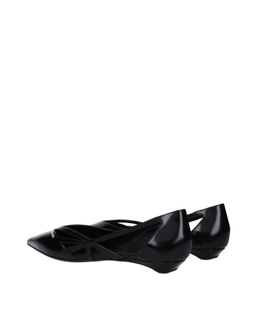 Prada Black Pointed Toe Cut-Out Leather Ballerina