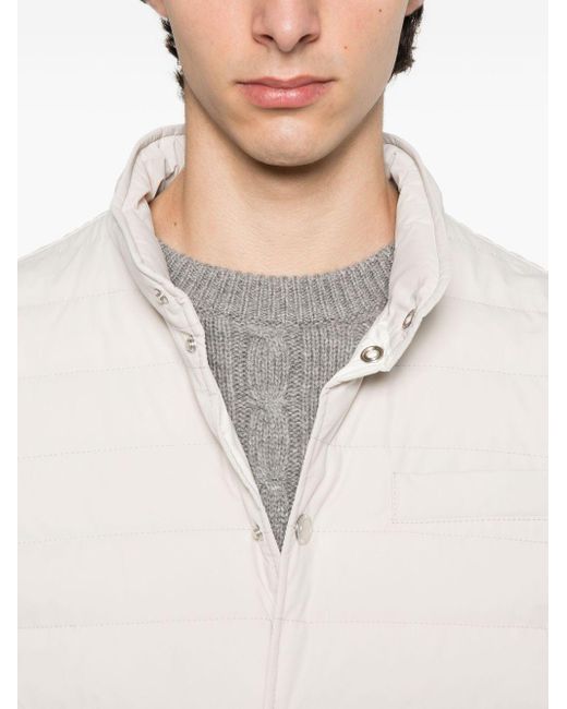 Brunello Cucinelli White Nylon Down Vest for men