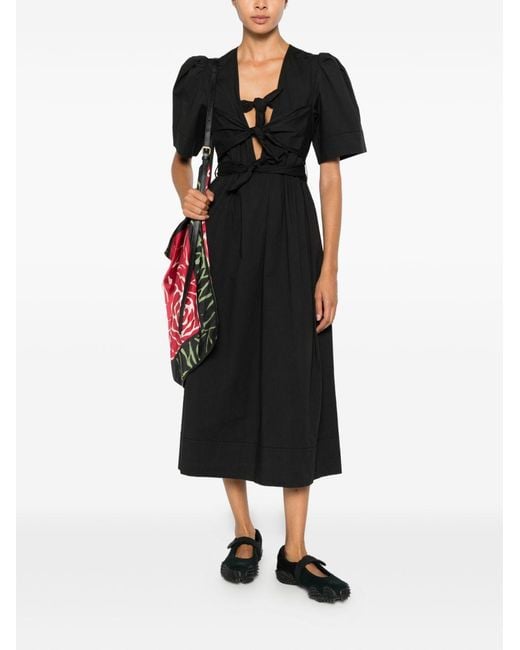 Ganni Black Organic Cotton Midi Dress