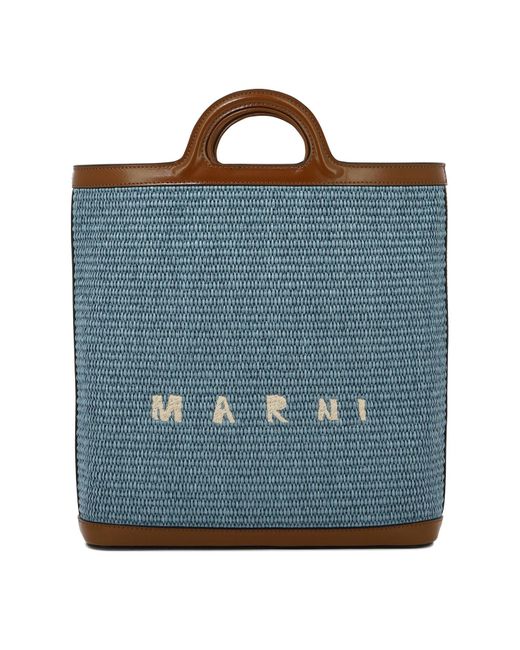 Marni Blue Raffia Effect Handbag