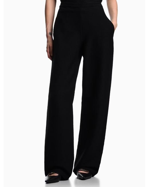 Emporio Armani Black Asv Palazzo-Hose Aus Jersey Mit Prägung