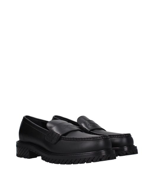 Off-White c/o Virgil Abloh Black Off Military Moccasins Leather