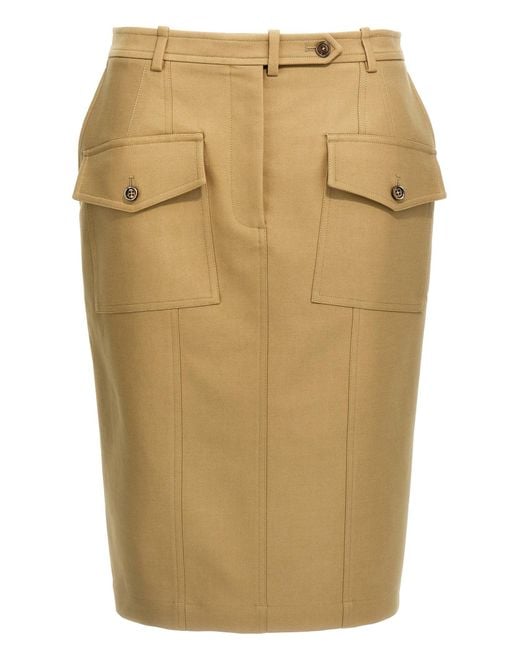 Falda Midi De Tricotina De Mezcla De Algodon Tom Ford de color Natural