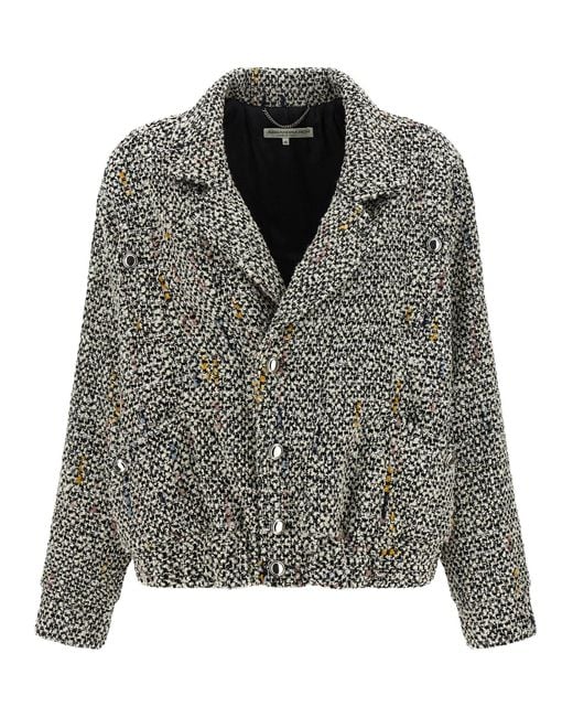 Alessandra Rich Tweed Bomber Jacket in het Gray