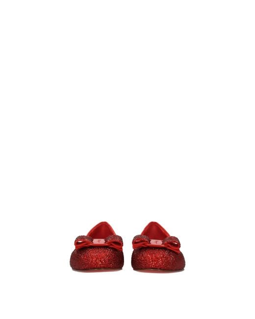 Ferragamo Red Varina Ballet Flats Suede/Flame