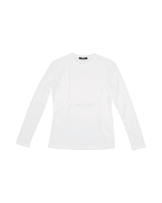 LA ROSE White Long Sleeve Ribbed T Shirt