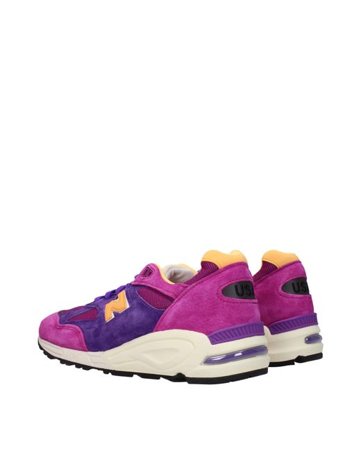 New Balance Purple Sneakers 990 Uomo Camoscio Viola/Giallo for men