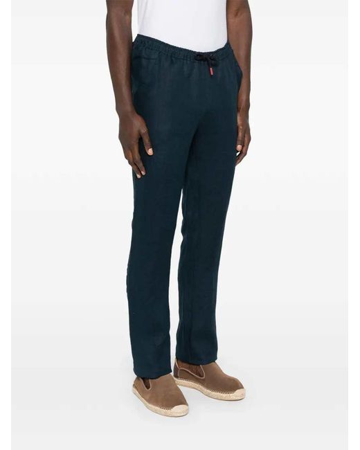 Kiton Blue Drawstring Waist Pants for men