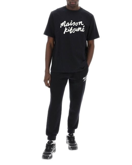 Maison Kitsuné "Sportige Hosen mit Handschrift in Black für Herren
