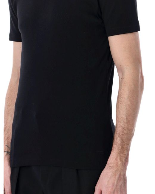 Tom Ford Black Perforated Cotton T-Shirt for men