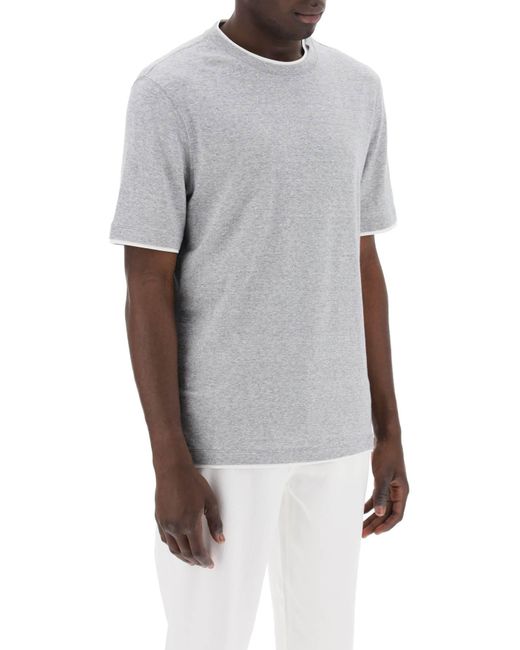Camisa de efecto superpuesto en lino y algodón Brunello Cucinelli de hombre de color Gray