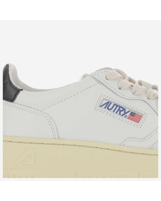 Autry White Perforated Leather Sneakers With Contrast Heel Tab And Logo Detail