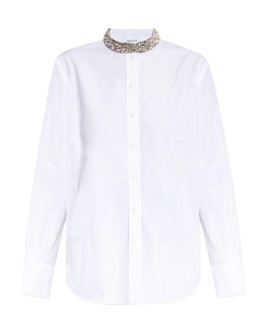 Alexander McQueen White Crystal-Embellished Cotton Shirt
