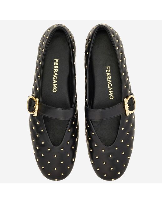 Ferragamo Black Ballerina Flats Nappa Leather
