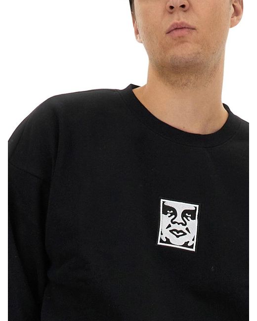 Obey Black Cotton Sweatshirt for men
