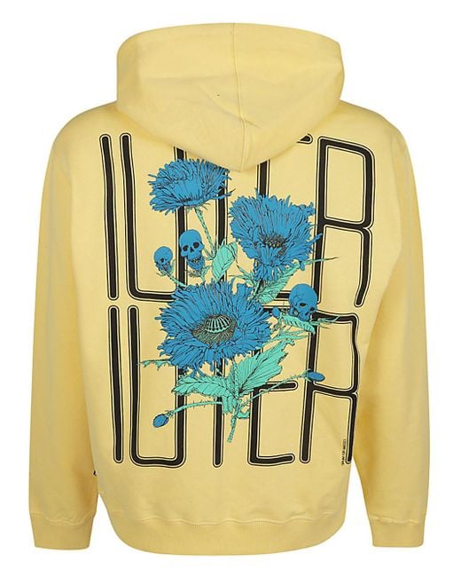 Iuter Yellow Printed Cotton Hoodie for men