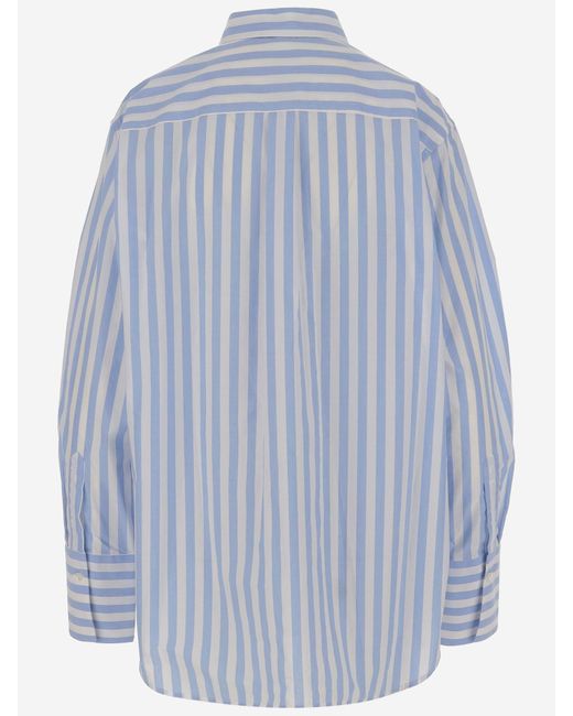 Aspesi Blue Cotton Shirt With Striped Pattern