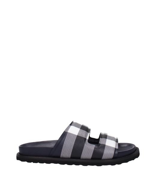 Burberry Blue Slippers And Clogs Fabric/Ivory