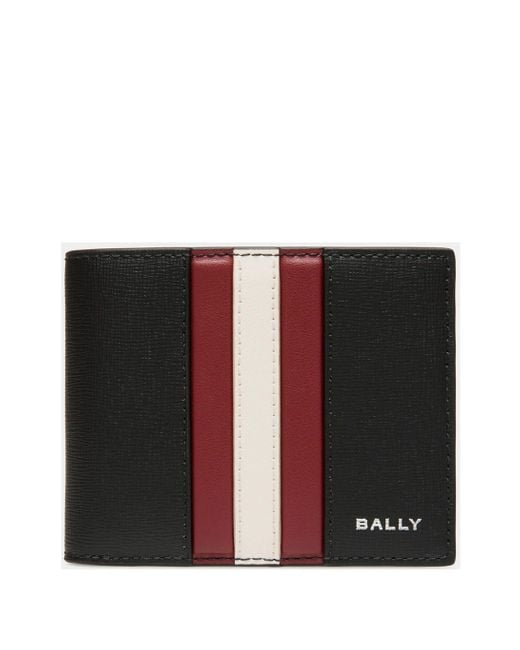 Bally Black Red Bi -Fold -Brieftasche mit Logo für Herren