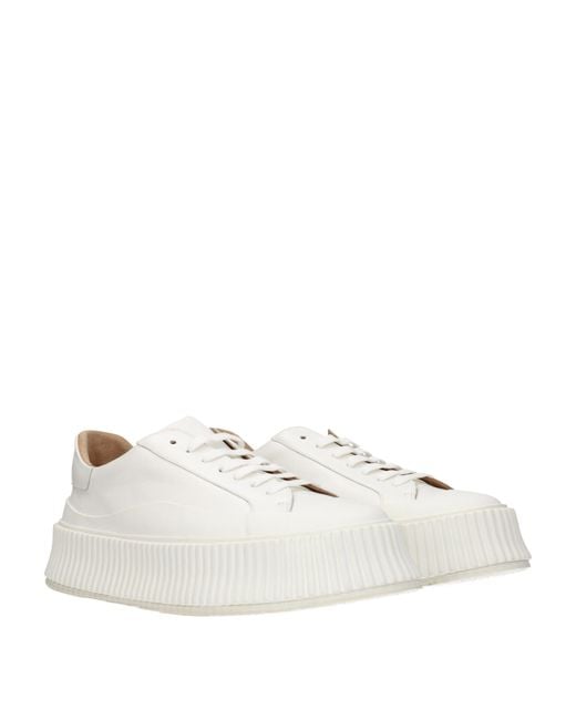 Jil Sander White Platform Leather Sneakers