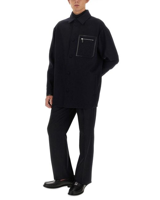 Fendi Black Wool Cigarette Trousers for men