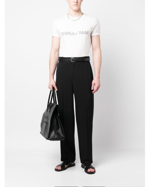 Saint Laurent Logo Baumwoll -T -Shirt in Black für Herren