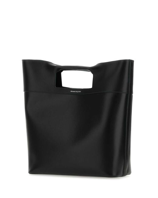 McQueen Black The Square Bow Leather Handbag for men