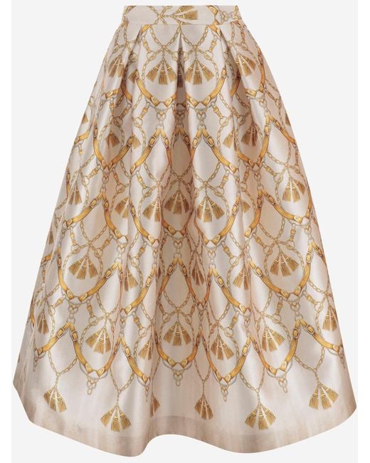 Lunatica Milano Natural Flared Skirt With Fantasy Print