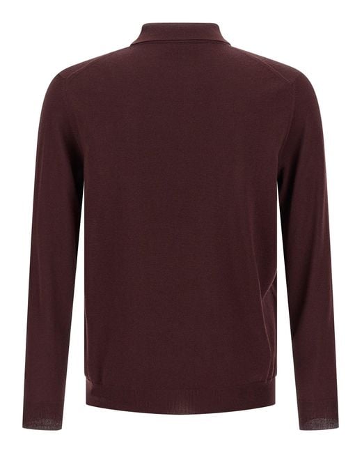 Zanone Red Virgin Wool Polo Shirt for men
