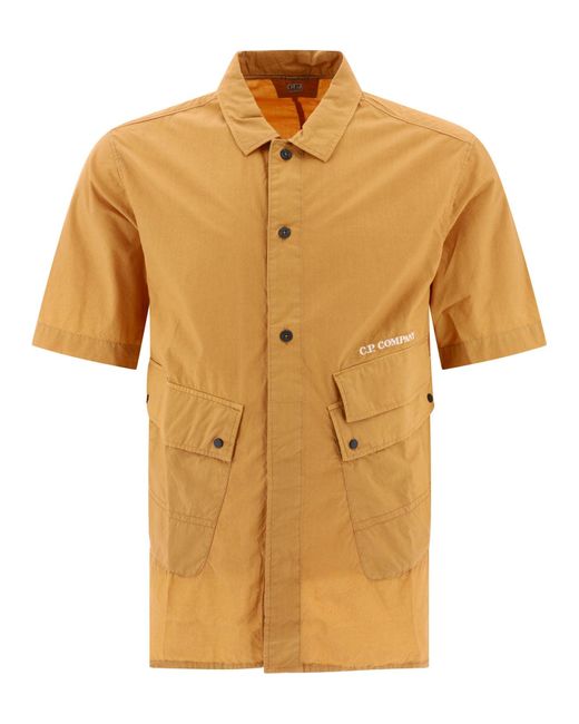 C P Company C.p. Bedrijf Poplin Shirt Met Zakken in het Yellow voor heren