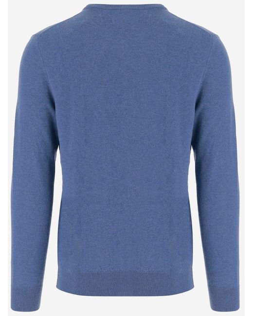 Polo Ralph Lauren Blue Light Wool Crew Neck Sweater With Ribbed Hems for men