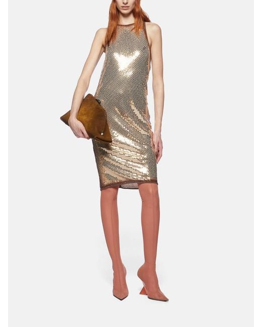 The Attico Natural Sequin Embellished Mini Dress