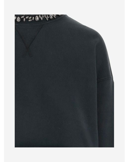 Golden Goose Deluxe Brand Black Cotton Sweatshirt With Crystals