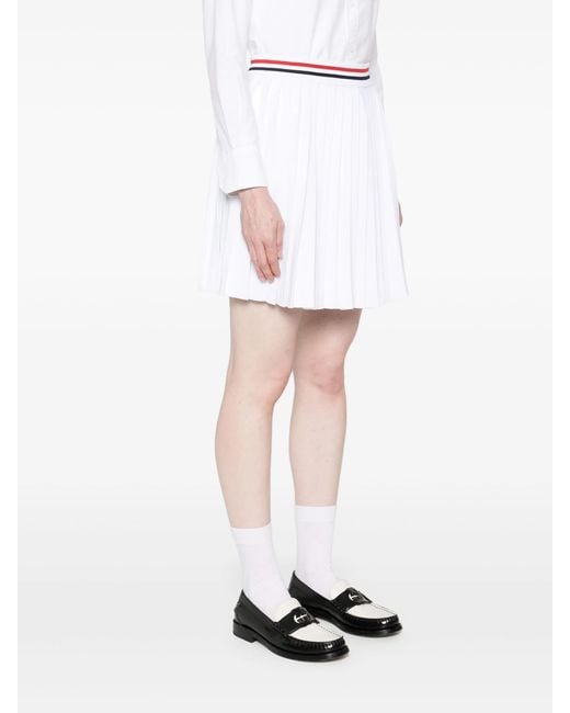 Thom Browne White Rwb Stripe Pleated Miniskirt