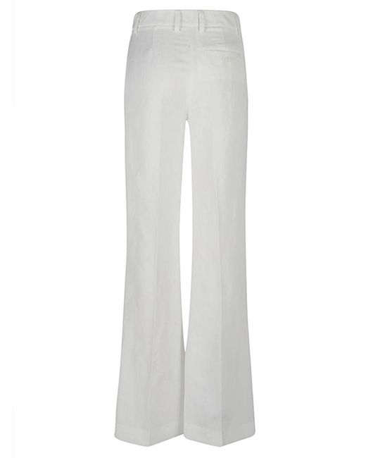 True Royal White Linen Flared Trousers