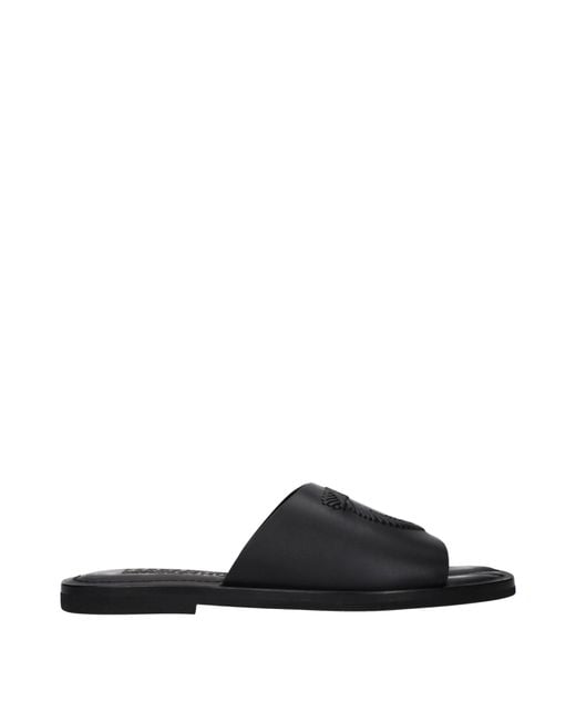 Ferragamo Black Lionel Leather Slides And Clogs