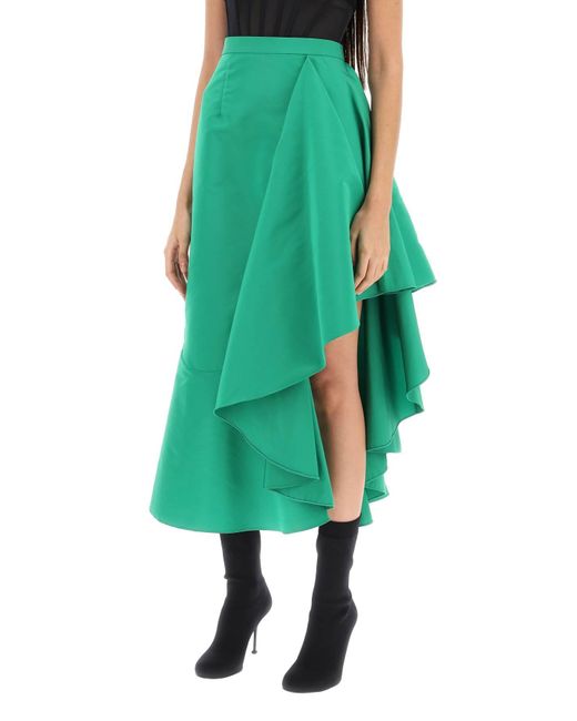 Falda asimétrica de con MAXI Volteo Alexander McQueen de color Green