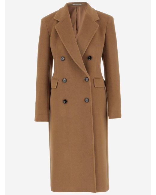 Tagliatore Brown Angora And Wool Double Breasted Coat
