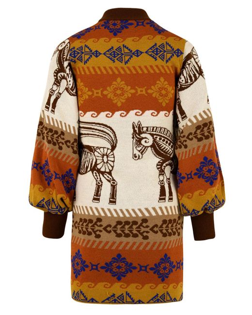 Akep Brown Kleider Multi -Farbe
