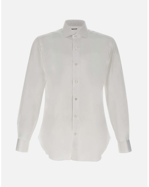 Barba Napoli Weißes Baumwollhemd Mit Langen Ärmeln in White für Herren