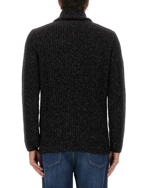 Brunello Cucinelli Black Double-Breasted Cardigan for men