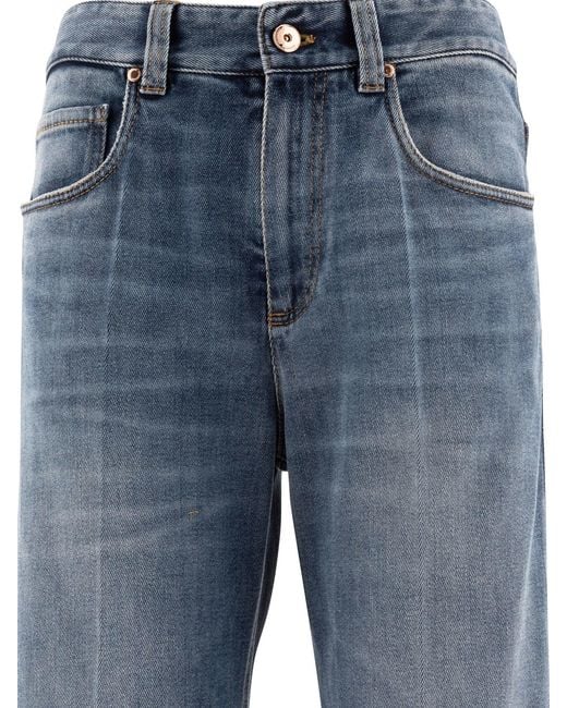 Brunello Cucinelli Blue Jeans With Shiny Tab