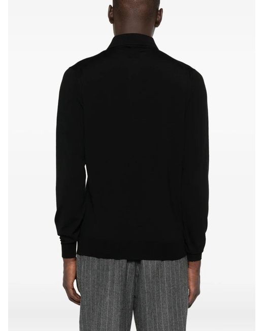 Lardini Gray Long-Sleeved Knit Polo for men