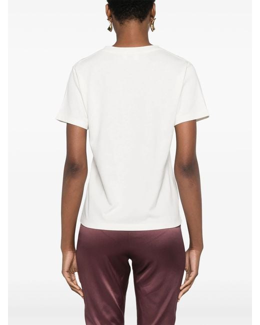 Saint Laurent White T-Shirt With Logo Patch
